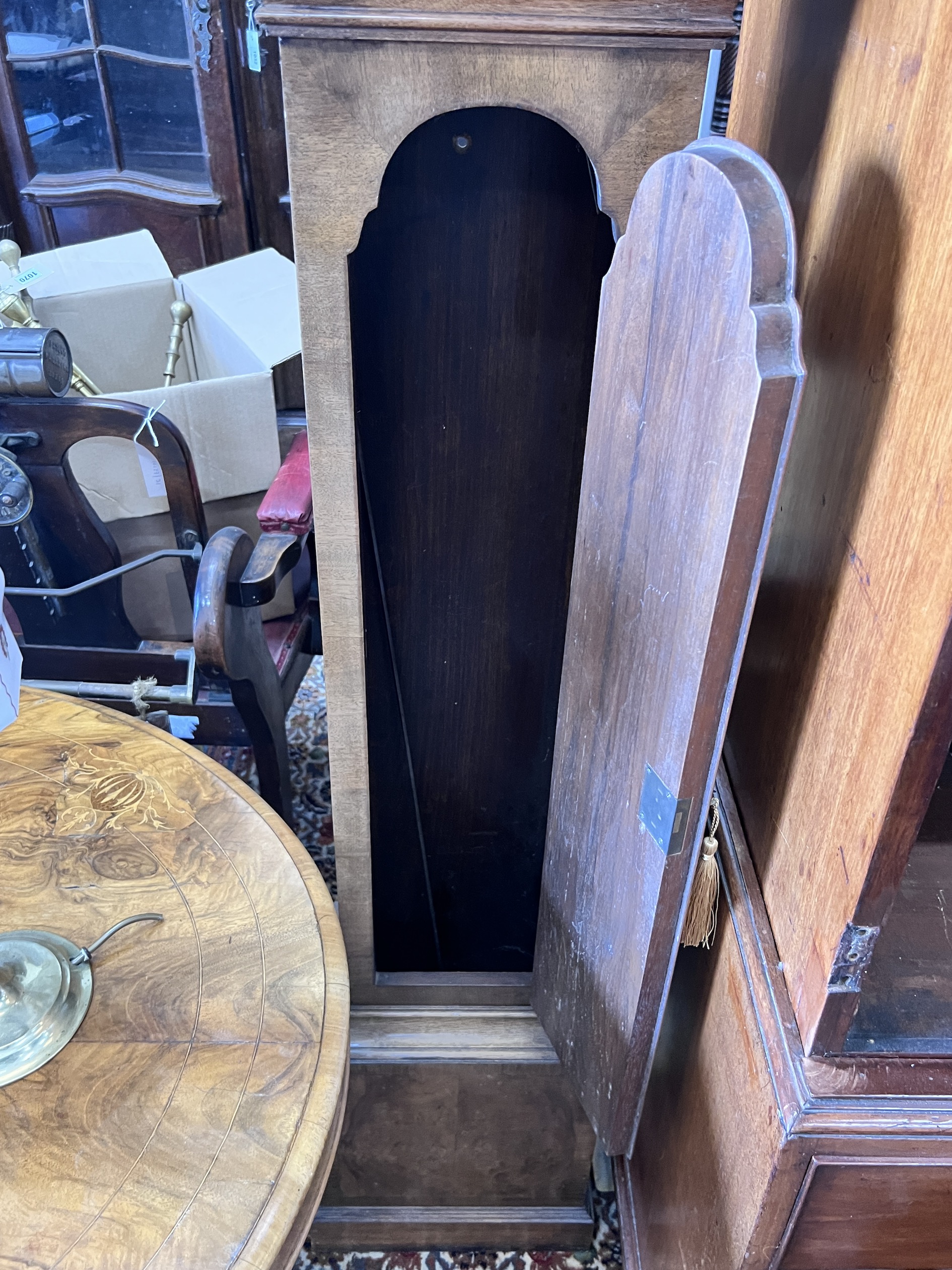 A Queen Anne revival walnut grandmother clock, height 170cm